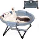KITTY KINGDOM Elevated Cat Hammock Bed, Foldable No-Assembly Cat Bed with Breathable Mesh for Indoors and Outdoors Use, Lightweight Raised Pet Bed for Cats and Small Dogs