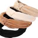 4 Pack Knotted Wide Headbands for Women Girls Cute Head Wrap in Solid Color Non-slip Hair Accessories