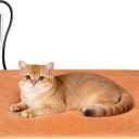 RIOGOO Pet Heating Pad, Electric Heating Pad for Dogs and Cats with Timer, 6 Level Adjustable Temperature Dog Heated Blanket (Brown, S: 20x15)