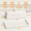 Butter Dish with Lid,WERTIOO Butter Dish With Lid for Countertop,7.6" x 3.3" Butter Tray,Butter Holder for 1 Stick.Textured Tray Butter Keeper for Non Slip Storage,Ceramic - White