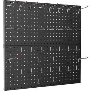 TORACK Metal Pegboard Wall Organizer 24" x 24" or 12" x 48", 70 PCS Tools Storage Pegboard for Garage Tool Organizer Peg Board with Pegboard Hooks for Workbench(Black)