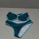 Fanuerg Women's Triangle Bikini Sets Circle Ring Linked Two Piece Swimsuit Color Block Cheeky Bathing Suits (Blue Green, XS)