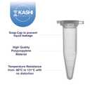 Kashi Scientific 1.5mL Snap Cap Clear Microcentrifuge Tube with Graduation and Marking Area, Lab Grade Polypropylene Plastic [1.5mL, 500]