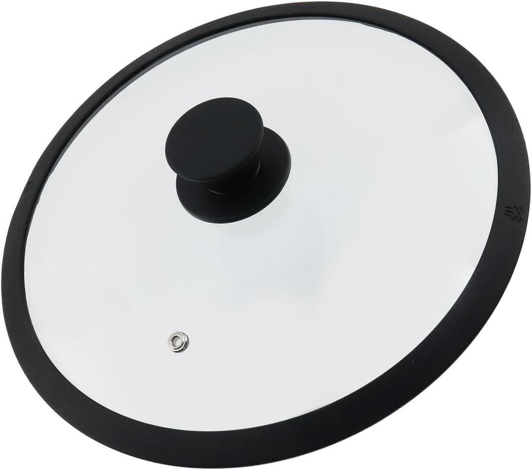 Wealrit Universal Silicone Lids Glass Cover for Pots, Pans and Skillets Microwave Splatter Cover 10.63 Inch Replacement Lids with Heat Resistant Silicone Rim Reusable Cookware Dishwasher Safe Black