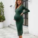 AISWI Maternity Cocktail Dress Sparkly Mesh Wrap Bodycon Baby Shower Wedding Guest Pregnancy Fall V Neck Formal (M)