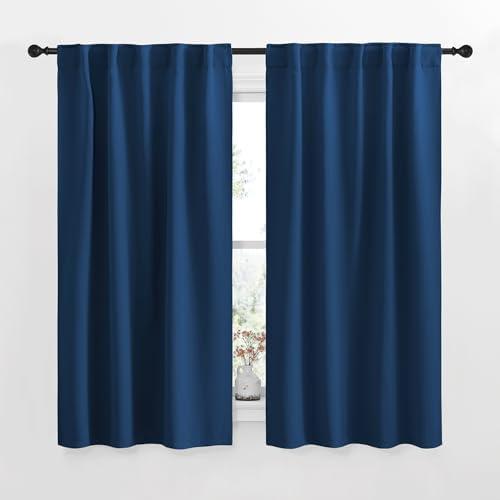 Blackout Curtains Window Panel Drapes - (Moroccan Blue Color) W42 x L63, 2 Panels, Home Decoration Light Blocking Thermal Insulated Blackout Rod Pocket & Back Loop Draperies for Living Room
