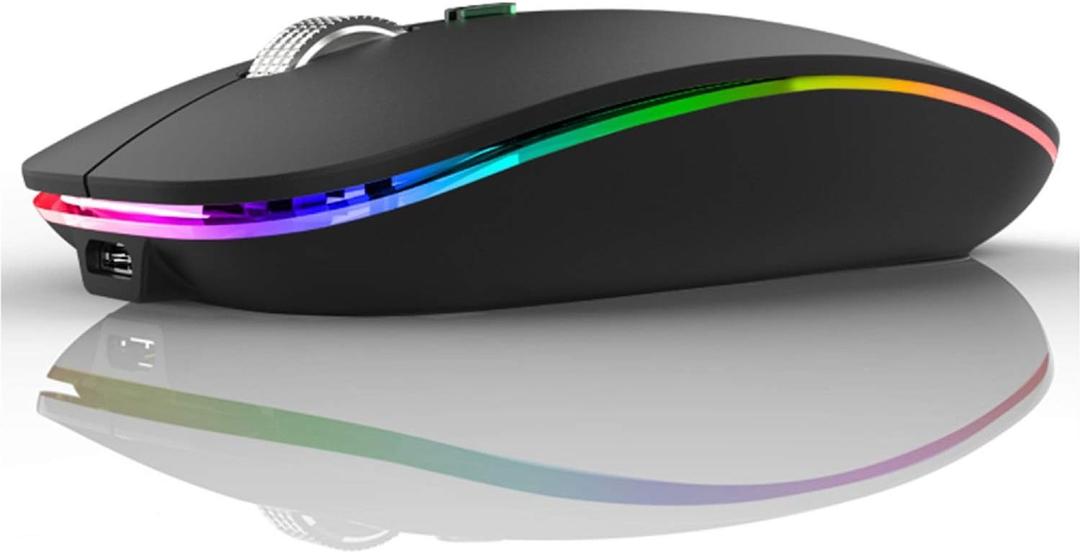 Uiosmuph G12 Wireless Mouse, Silent Rechargeable LED (Black)