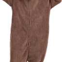 Kidukso Kids Alpaca Costume Adorable Children Zipper Alpaca Outfit Halloween Animal Cosplay Dress-Up Party (XS fit 4'3"-4'8", Brown)