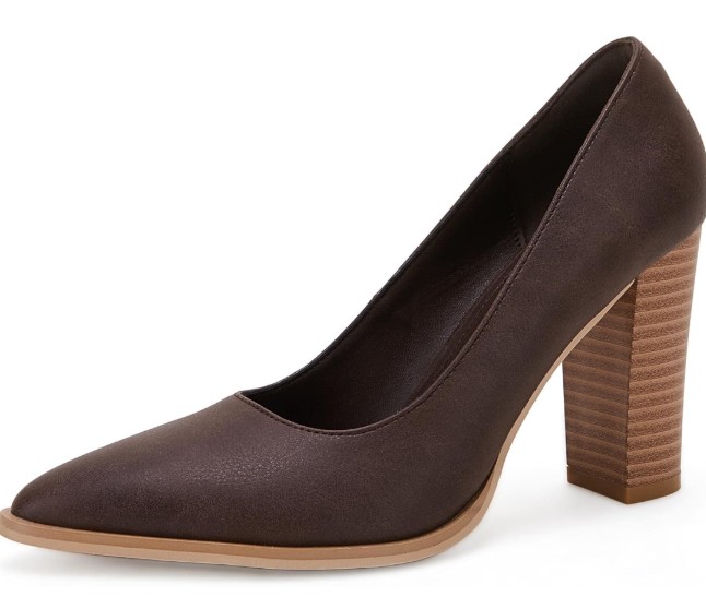 LAICIGO Women's Pointed Toe Pumps Chunky Block High Heel Slip On Dress Party Wedding Shoes 8.5