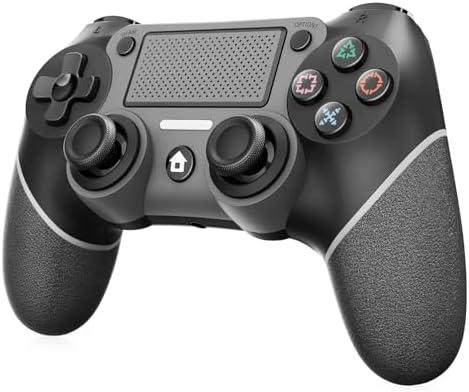 Wireless Controller For PS4, Black ps4 controller with Dual Vibration/ 6-Axis Motion Sensor/Audio Jack/Touch Pad/Share Button, Recharge Controller For PC, P-4 Accessories Perfect Adaptive Full Version 4/4 Pro/Slim.