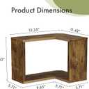 Floating Corner Shelf, 2-Tier Floating Shelf for Wall, Wood Floating Book Shelf for Living Room, Bedroom, Bathroom, Home Office, Rustic Brown