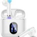 Wireless Earbuds, Bluetooth Headphones 5.4 with ENC Noise Cancelling Mics, 30H Bluetooth Ear Buds 3D Bass with LED Display Charging Case, IP7 Waterproof Wireless Earphones for Android/iOS White