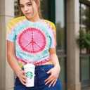 Women Hippie Shirt 60s 70s Tie Dye Hippie Costume T-Shirt Peace Love Tshirt Vintage Graphic Tee Tops, XL 