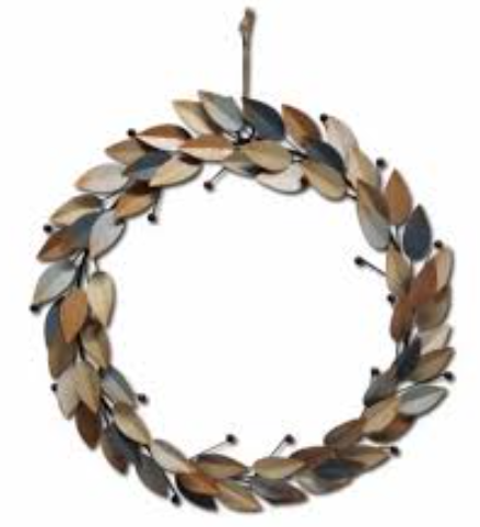 Holiday Home 15.3 in Metal Wreath Leaves, 1 ct