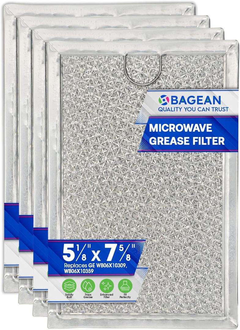 Microwave Filter Replacement 7.64 x 5.12 for GE WB06X10309 WB06X10359 Microwave Grease Filter - Also Fits LG Kenmore and More - Filters Kitchen Oven Air Entering Over the Range Vent Fan (4-Pack)