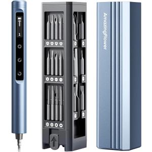 Mini Electric Screwdriver Cordless Set 3.7V, 42-in 1 Magnetic Bits Screwdriver Set with 5 Torque Settings, Demagnetizer/Magnetizer, LCD Display, LED Lights,Repair Tool Kit For Laptop/Phone/Camera/Toys (Blue)