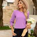 Long Sleeve Shirts for Women 2026 Spring Dressy Casual Blouses Pleated Crewneck Tunic Tops for Leggings Cute Tee (M)