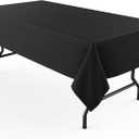 Pureegg Durable Table Cloth 60" x 102" - Reusable Polyester Black Tablecloths for Rectangle Tables, Washable Fabric Table Cover for Holiday Party, Dinner, Wedding & Baby Shower, 1 Pack