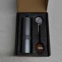 Manual Coffee Grinder - Precision CNC Stainless Steel Burr Grinder with Adjustable Settings, Grey Blue, Double Bearings for Smooth Grinding - Ideal for Home, Office, and Camping Espresso Enthusiasts