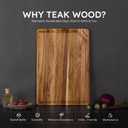 20'' Extra Large Teak Cutting Board Kitchen Non Slip Wood Butcher Block | Wooden Chopping Board, Heavy Duty, Over Sink, Solid Thick, Meat, Non Toxic, Extra Large, Juice Groove, Best Kitchen Gift, 20"L x 14"W