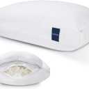 ACCURATEX Hybrid Pillow for Sleeping, Adjustable Shredded Memory Foam Pillow Core with Fluffy Down Alternative Fill Removable Cotton Cover,for Side,Back,Stomach Sleepers,Standard Size (Standard(Pack of 1), White)