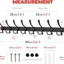 Coat Rack Wall Mount with 8 Tri Hooks, Stainless Steel 24 Inch Black Matte Finish, Heavy Duty Wall Mounted Hook Rack for Coats, Hats, Towels, Scarfs, Robes, Bags, Entryway & Bathroom