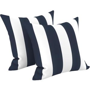 LVTXIII 2 Pack Outdoor Pillow Covers ONLY 18x18 Inch, Water-Repellent Square Decorative Cushion Covers for Patio Furniture, Garden, Sofa, Cabana Navy
