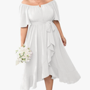 Womens Plus Size Cocktail Midi Dresses Short Sleeve Square Neck Flowy Formal Wedding Guest Dress Off The Shoulder XL