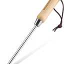 WORKPRO Dandelion Weeder Puller Tool with Wood Handle, Polished Stainless Steel Garden Weed Remover Tool, Two-Pronged Fork Weeder Tool for Lawn, Farmland, Transplant, Gardening