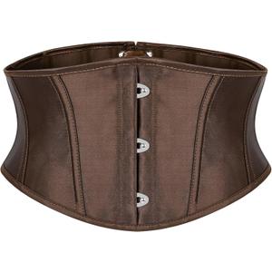 JASGOOD Corset Wide Belt for Women Boned Lace Up Underbust Renaissance Steampunk Pirate Halloween Belt (Fit Waist Size 28-31inch, Coffee)