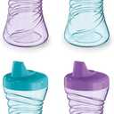 NUK Fun Grips Hard Spout Sippy Cup 10 oz. | Easy to Hold BPA Free Spill Proof Toddler Cup 4pk (Blue/Purple)