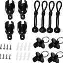 Replacement Shade Parts Bungee End Cap Kit for Exterior Cordless Roller Shades Outdoor Blinds 2 Sets (Black)