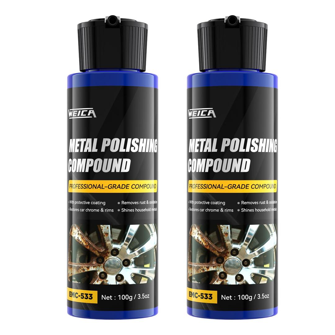 Metal Polishing Compound, WEICA Chrome Polish & Metal Restorer for Cars - Removes Rust, Oxidation & Tarnish from Aluminum, Brass, Stainless Steel - with Protective Coating