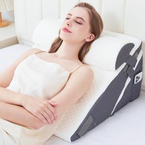 Wedge Pillow for Sleeping, 3PCS Bed Pillow for Side Sleeping, L29 x H22 Body Pillow with Memory Foam, Dark Grey (2 Adjustable Wedge Pillows +1 Head Pillow)
