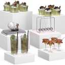 Acrylic Buffet Risers 6-Pack, White Nesting Dessert Table Display Set for Wedding Party Food Serving Create Elevated Displays for Kitchen Counter, Cake, and Jewelry(3 Sizes)