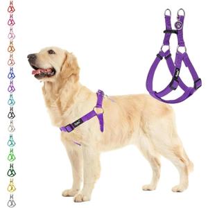 PUPTECK No Pull Dog Harness Soft Adjustable Basic Nylon Step in Puppy Vest Outdoor Walking with ID Tag Medium (Purple)