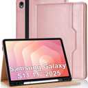 Case for Samsung Galaxy S11 11 inch 2025 (SM-X730/SM-X736B) PU Leather with Multi-Angle Viewing S Pen Holder Flip Cover for Galaxy S11 Protective for Man Woman, Rose Gold