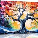 Large Canvas Wall Art Colorful Tree Picture Modern Living Room Bedroom Home Office Wall Decor Framed Canvas Prints Ready to Hang Size 20x40
