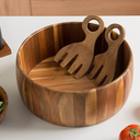 SullyHÔME 12" Acacia Wood Salad Bowl with Serving Spoons