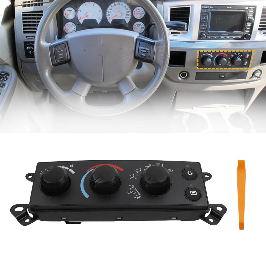 Dasbecan 55057079AB HVAC Climate Control Module Conditioning Control Switch Panel AC Heater Compatible with 2006-2008 Dodge Ram 1500 2500 3500 2008-2011 Dakota Replaces# P55056569AD P55056569AC