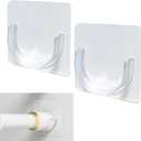 Shower Rod Holder, 2 Packs Tension Curtain Rod Bracket No Drilling, Adhesive Shower Rod Retainer Shower Curtain Rod Holder | Shower Curtain Rod not Included Transparent