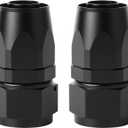 16AN Straight Hose End Fitting Swivel Aluminum Black 2PCS (16AN - 2PCS, Straight, Black)