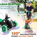 Kick Scooter for Kids Ages 6-12, Stable 3 Wheel Kids Scooter with LED Light-Up Wheels, 3 Adjustable Heights, Lean-to-Steer, Foldable, 6" Extra Wide Deck for Boys and Girls Gifts