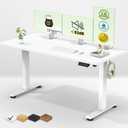 Large Electric Standing Desk,Sit to Stand Up, Heights Adjustable, Work Home Office Computer Table for Study, Walking Pad, Writing, and Games, Wooden Desktop Desks, White