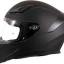 OTS Dual Visor Full Face DOT Motorcycle Helmet, Unisex, Matte Black M
