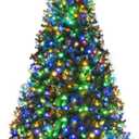 Goplus 9FT Pre-Lit Artificial Christmas Tree Auto-Spread/Close up Branches 11 Flash Modes with Multicolored 1000 LED Lights & Metal Stand (Green)