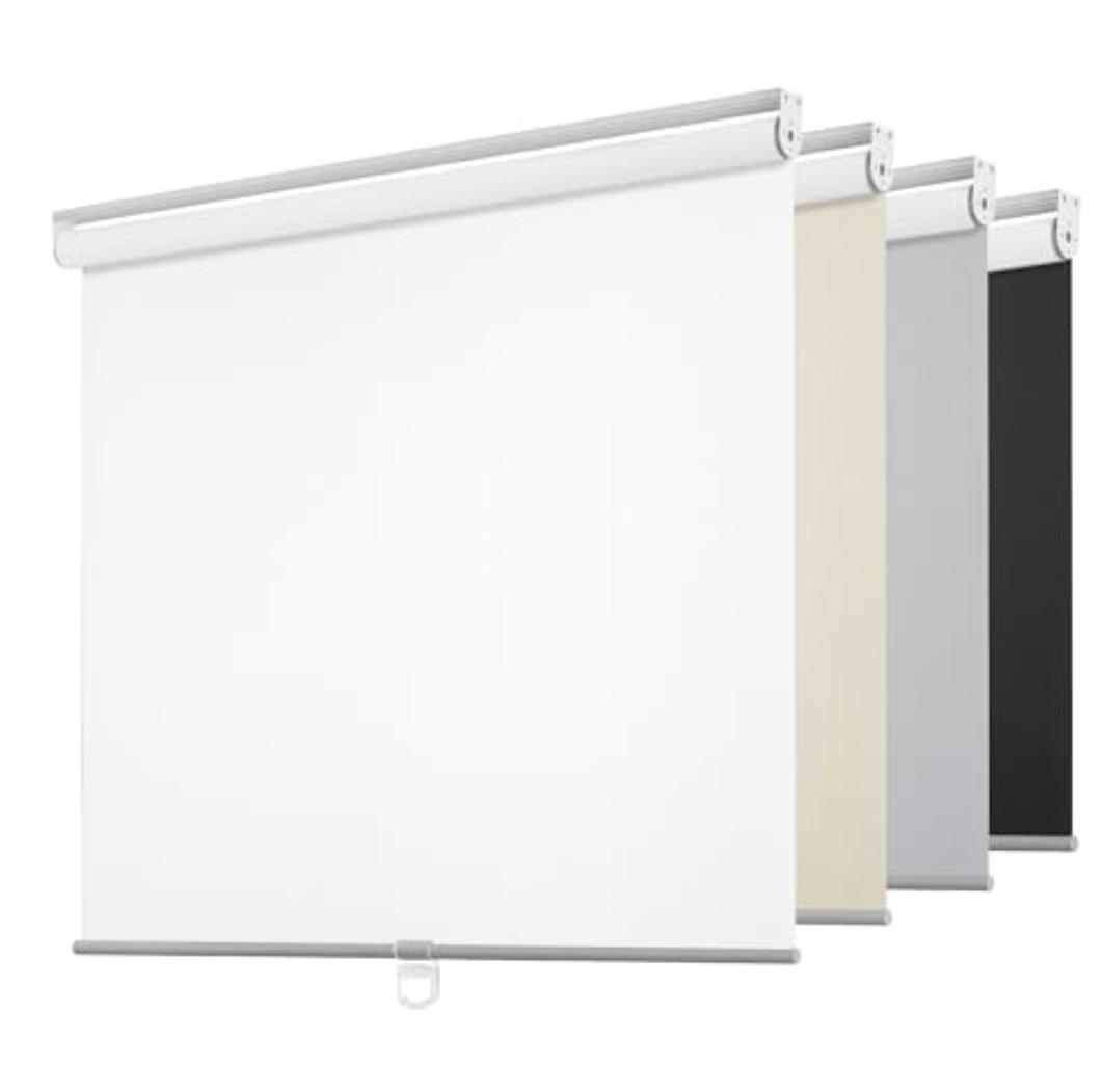 ChrisDowa Cordless Free-Stop 100% Blackout Blinds for Windows, Roller Windows Shades with Thermal Insulated, UV Protection Fabric for Living Room, Office and Home. Easy to Install.White,34" W X 72" H