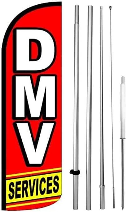4 Less Co DMV SERVICES Windless Swooper Flag 15' Tall Pole Kit Feather Banner Sign rq-h, 48 x 96 inch