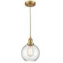 Pendant Light Fixtures Brass Pendant Light, 8" Ribbed Glass
