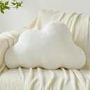 Cloud Pillows, Decorative Throw Pillow with Soft Plush for Couch Bed, Cloud Shaped Pillow Room Decor with Fluffy Faux Rabbit Fur for Living Room Bedroom (White, 11.8x18.5 Inches)